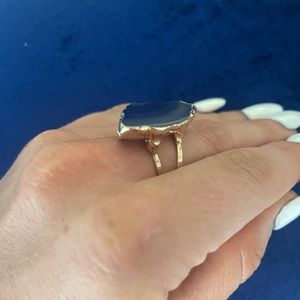 Blue gemstone geode ring adjustable size